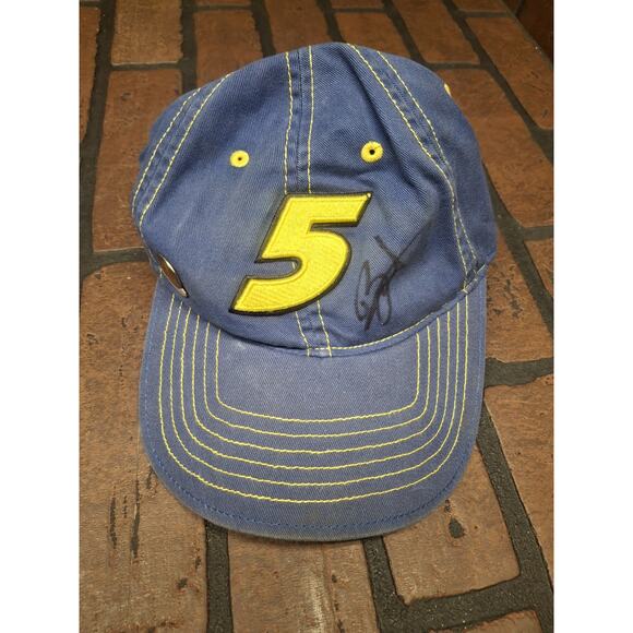 Chase Authentics NASCAR #5 Mark Martin Hendrick Motorsports Hat Cap Blue Signed - Picture 1 of 3